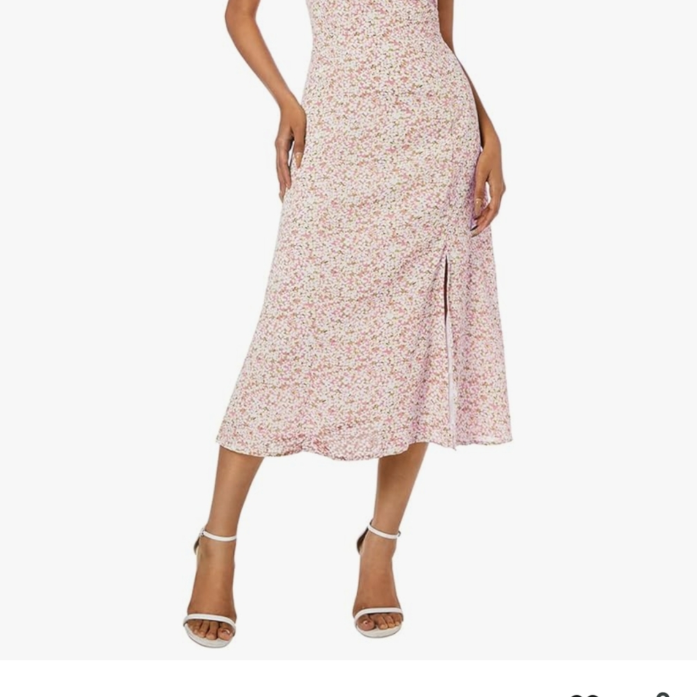 Zaful Pink A-line Midi Skirt with Slit